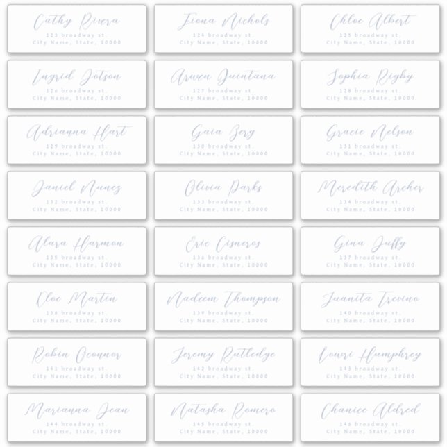 Dusty Blue Stylish script Gästeschrift Aufkleber (Vorderseite)