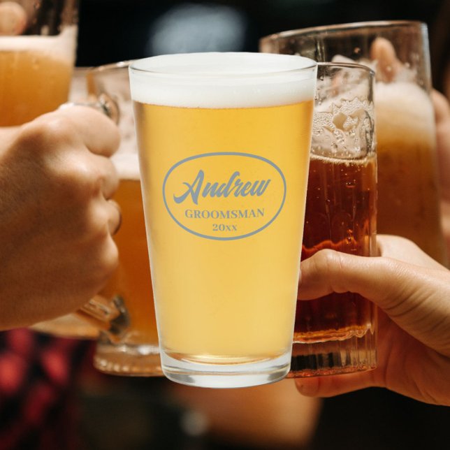 Dusty Blue Stylized Wedding Trauzeuge Glas (In Situ)