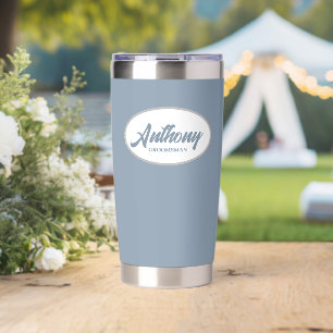 Dusty Blue Stylized Wedding Trauzeuge Thermobecher