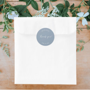 Dusty Blue Stylized Wedding Vielen Dank Runder Aufkleber
