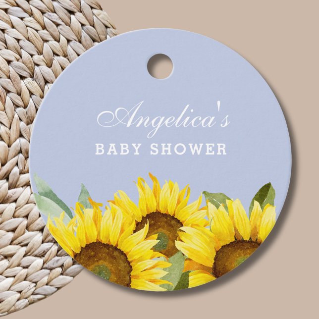 Dusty Blue Sunflower Baby Girl Dusche Vielen Dank Geschenkanhänger (Von Creator hochgeladen)