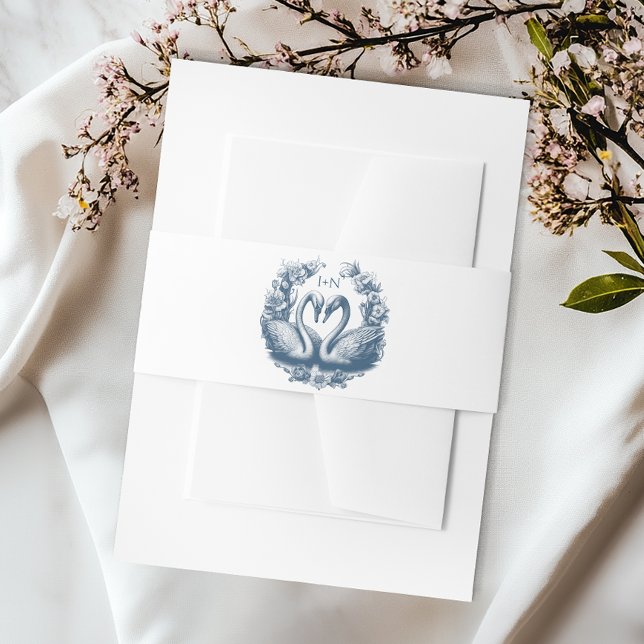 Dusty Blue Swan Wedding Bly Band Monogram Wappen (Blue Band)