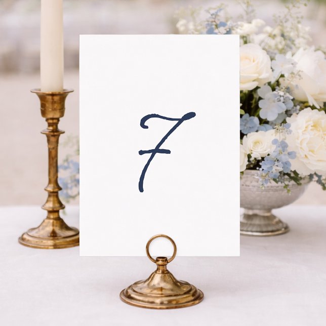 Dusty Blue Table 7 – French Stripe Wedding Einladung (Von Creator hochgeladen)