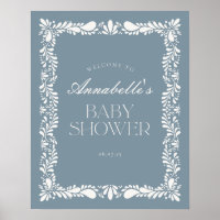 Dusty Blue Talavera Fiesta Baby Dusche Willkommen