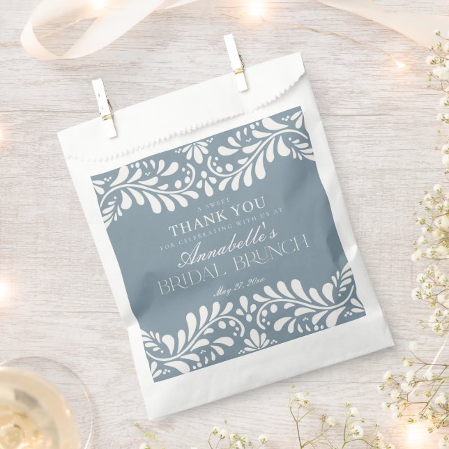 Dusty Blue Talavera Fiesta Bridal Brunch Dessert Geschenktütchen (Ausgeschnitten)