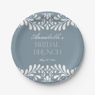 Dusty Blue Talavera Spanish Fiesta Brautparty Pappteller