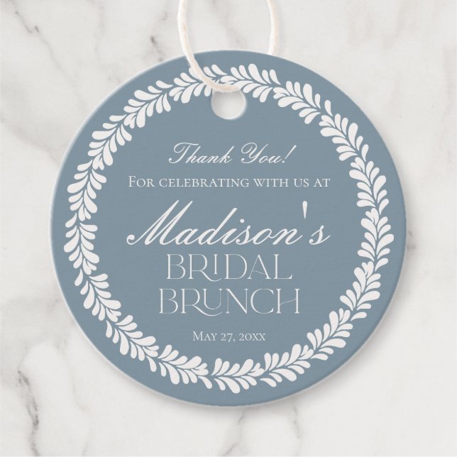 Dusty Blue Talavera Spanish Fiesta Bridal Brunch Geschenkanhänger (Vorderseite)