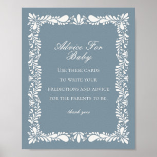 Dusty Blue Talavera Tile Advice für Baby Game Poster