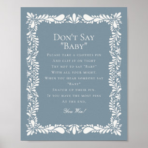 Dusty Blue Talavera Tile Dont Say Baby Showspiel Poster