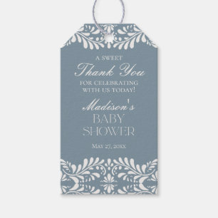 Dusty Blue Talavera Tile Fiesta Baby Shower Gefall Geschenkanhänger