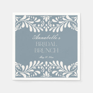 Dusty Blue Talavera Tile Fiesta Bridal Brunch Serviette