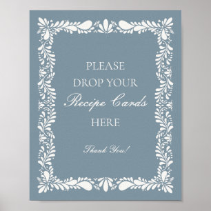Dusty Blue Talavera Tile Share a Recipe Bridal Poster
