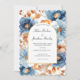 Dusty Blue Terracotta Rust Elegante Hochzeit auf d Einladung