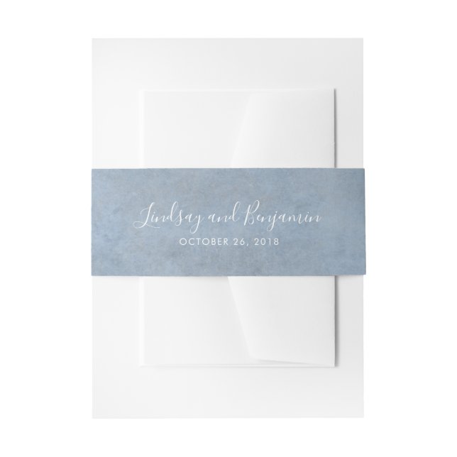 Dusty Blue Texture Modern Wedding Einladungsbanderole (Vorderseite Beispiel)