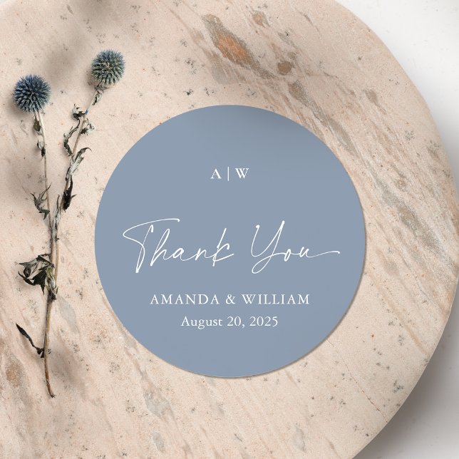Dusty Blue Thank You Wedding Sticker (Von Creator hochgeladen)