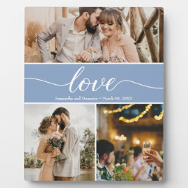 Dusty Blue Thankful Wedding Foto Collage Fotoplatte