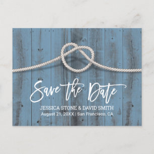 Dusty Blue The Knot Wedding Save the Date Ankündigungspostkarte