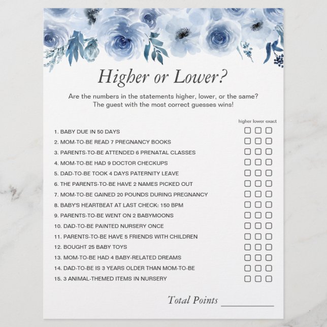 Dusty Blue The Number Challenge Baby Showspiel Flyer (Vorne)