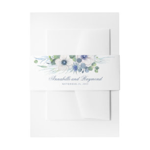 Dusty Blue Thistle und Anemone Floral Wedding Einladungsbanderole