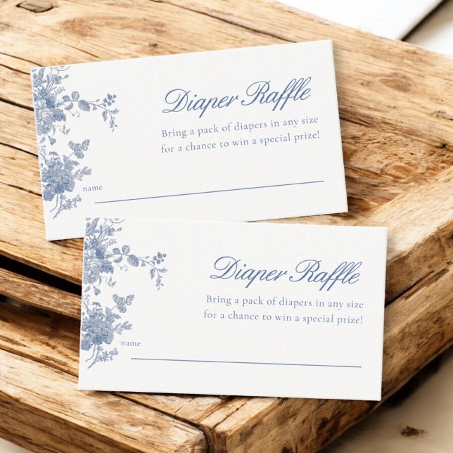 Dusty Blue Toile Floral Baby Dusche Windelwanne Wi Begleitkarte (Von Creator hochgeladen)