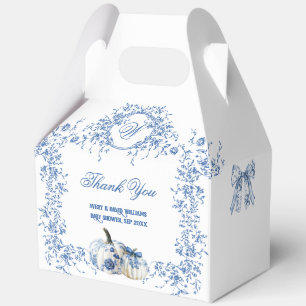 Dusty Blue Toile Floral Pumpkin Boy Baby Dusche Geschenkschachtel