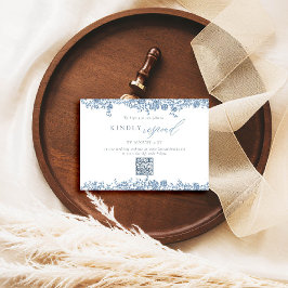 Dusty Blue Toile Rose Elegante QR Hochzeitreaktion