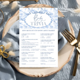 Dusty Blue Toile Safari Animals Baby Trivia Game