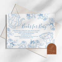 Dusty Blue Toile Tea Baby Shower Books für Baby