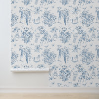 Dusty Blue Toile Teddy Bär Eleganter Klassiker