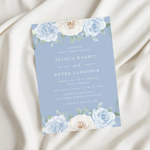 Dusty Blue Trending Floral Spring Wedding Einladung