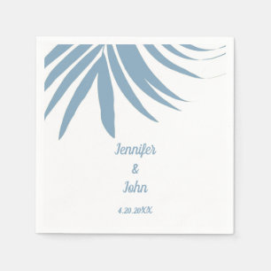 Dusty Blue Tropical Palm Leaf Beach Hochzeit Serviette