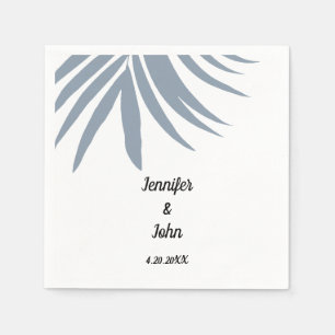 Dusty Blue Tropical Palm Leaf Elegante Coole Hochz Serviette