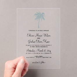 Dusty Blue Tropical Palm Tree Hochzeiten Einladung