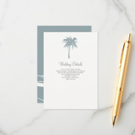 Dusty Blue Tropical Palm Tree Wedding Begleitkarte