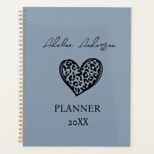 Dusty Blue und Black Leopard Musterherz Planer