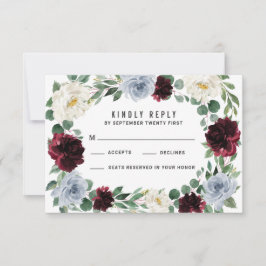 Dusty Blue und Burgund Cranberry Fall RSVP Cards