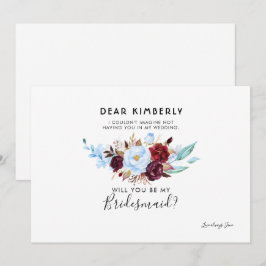 Dusty Blue und Burgund werden Sie meine Bridesmaid Einladung