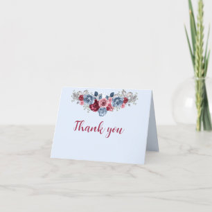Dusty Blue und Burgundy Wedding Dankeschön Card Dankeskarte