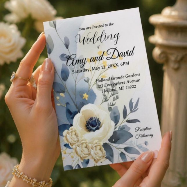 Dusty Blue und Creme Wedding Einladung (Von Creator hochgeladen)