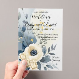 Dusty Blue und Creme Wedding Einladung Acrylic