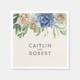 Dusty Blue und Elfenbein Vintage Blume Hochzeit Serviette