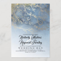 Dusty Blue und Gold Moderne Wasserfarbenhochzeit