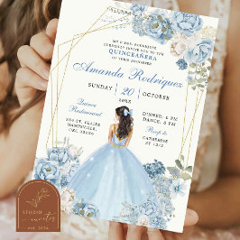 Dusty Blue und Gold Royal Crown mexikanische Prinz Einladung