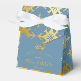 Dusty Blue und Gold Royal Crown Wedding Geschenkschachtel