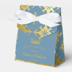 Dusty Blue und Gold Royal Crown Wedding Geschenkschachtel