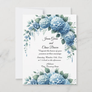 Dusty Blue und Green Hydrangea Hochzeitseinladung Einladung