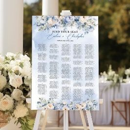 Dusty Blue und Ivory Blume Alphabetische Sitzgeleg Poster