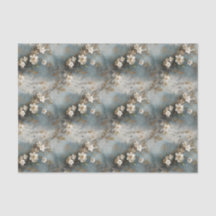 Dusty Blue und Ivory Shabby Floral Decoupage Paper