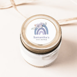 Dusty Blue und Lila Boho | Rainbow Baby Dusche Runder Aufkleber