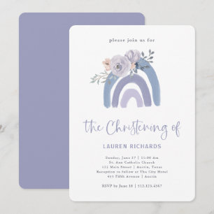 Dusty Blue und Lila Boho Rainbow Christening Einladung